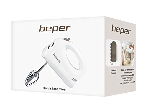 Beper BP.304 Batidora eléctrica y Mezclador, 150 W, ABS, Acero Cromado, Bianco Tortora