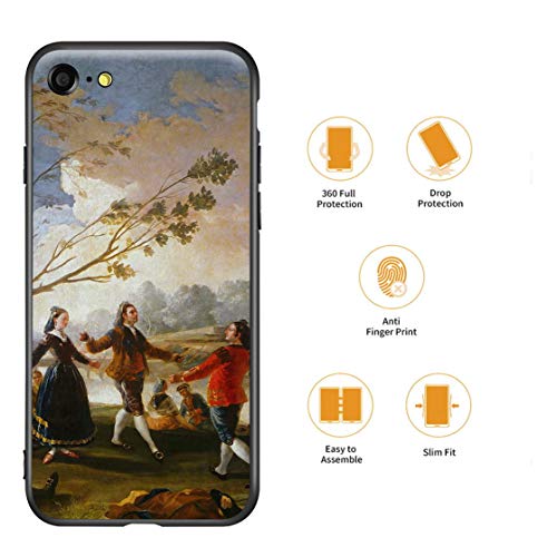 Berkin Arts Francisco De Goya paral iPhone SE(2020)/iPhone 7/8/Estuche para teléfono móvil Artes/Impresión Giclee UV Cubierta del teléfono(Danzas On Il Shores of Manzanares)