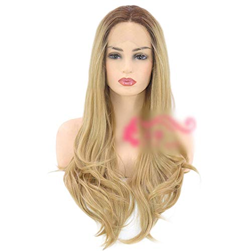BERYLSHOP Peluca delantera de encaje Ombre Peluca de pelo rubio for las mujeres Fiesta diaria Cosplay peluca (Color : Blonde)