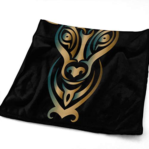 best gift Cabeza de Ciervo Tribu Tatuaje polinesio Toallas de Mano Paño de Cocina Lino Floral Súper Suave Extra Absorbente para baño, SPA y Gimnasio 12 X 27.5 Pulgadas