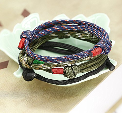 Besteel 4 Piezas Náuticas Pulseras Trenzadas para Hombres Brazalete Marina Cuerda Cadenas Pulsera Ajustable