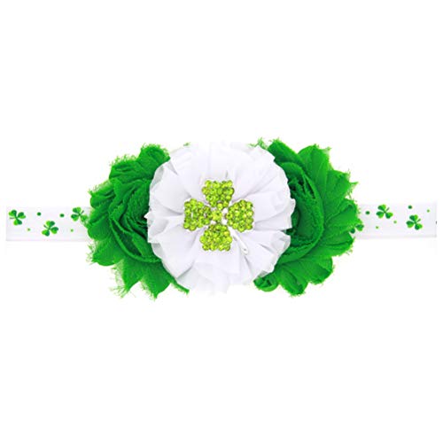 BESTOYARD Diadema elástica para recién Nacido, trébol de Cuatro Hojas, Diadema de Flores, Accesorios para el Cabello para el día de San Patricio