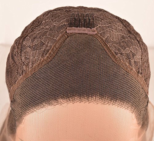 BESTUNG Peluca de pelo sintético sin pegamento, de color rojo y negro, de encaje natural, sin ondas, parte delantera, resistente al calor, para mujer, 50,8 cm (rojo cobre)