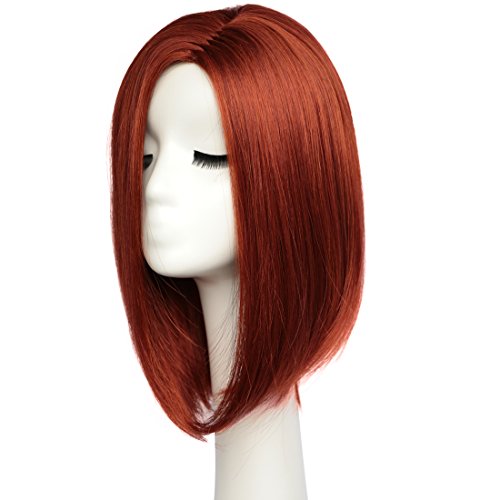 BESTUNG pelucas cortas de pelo corto Bob para mujeres hasta el hombro peluca llena miel natural color rojo con gorra de peluca (W100507)