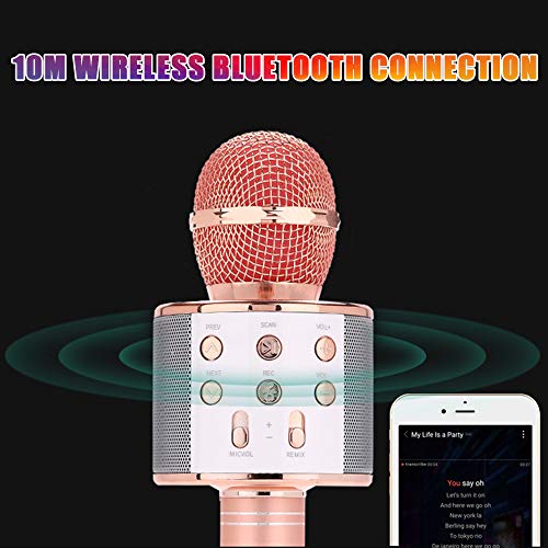 BETECK Micrófono Inalámbrico Karaoke Bluetooth Grabación Reproductor de KTV Portátil y Cantar de Mano Compatible con iPhone Android Smartphone iPad PC