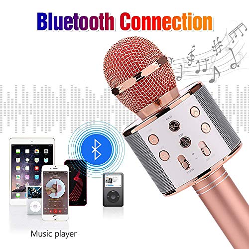 BETECK Micrófono Inalámbrico Karaoke Bluetooth Grabación Reproductor de KTV Portátil y Cantar de Mano Compatible con iPhone Android Smartphone iPad PC