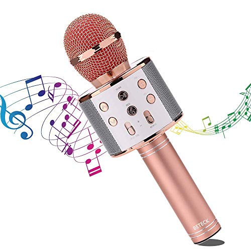 BETECK Micrófono Inalámbrico Karaoke Bluetooth Grabación Reproductor de KTV Portátil y Cantar de Mano Compatible con iPhone Android Smartphone iPad PC