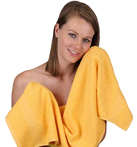Betz Juego de 12 Toallas Premium 100% algodón de Color Amarillo Miel y Verde Aguacate