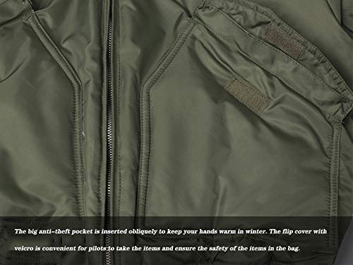 Bewinch - Chaqueta de bombardero de vuelo para hombre, estilo casual, de béisbol, abrigos deportivos, de algodón, acolchado, estilo táctico y resistente al viento, color verde, L