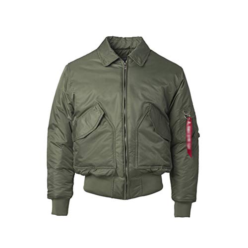 Bewinch - Chaqueta de bombardero de vuelo para hombre, estilo casual, de béisbol, abrigos deportivos, de algodón, acolchado, estilo táctico y resistente al viento, color verde, L