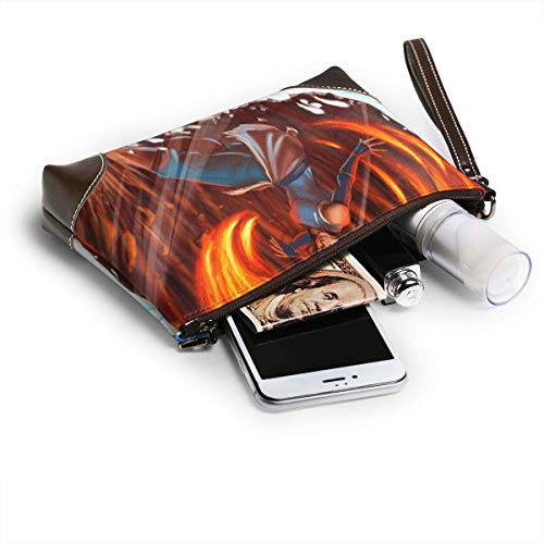 BFDX Legend Korra Clutch de Cuero Bolso Monedero Tarjeta de teléfono con Cremallera Cinturón Muñeca Señoras Pulseras de Cuero Clutch de Cuero para Hombre Embragues de Cuero de Vaca Real Monederos