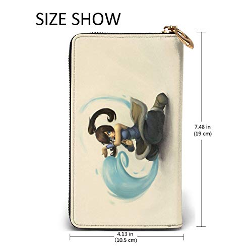 BGHYT Embrague de Cuero The Legend of Korra Drawing Anime Monedero Monedero RFID Cremallera Mujeres Wristlet Monederos Bolsa Teléfono Titular de la Tarjeta de crédito Organizador Bloqueo Carteras de