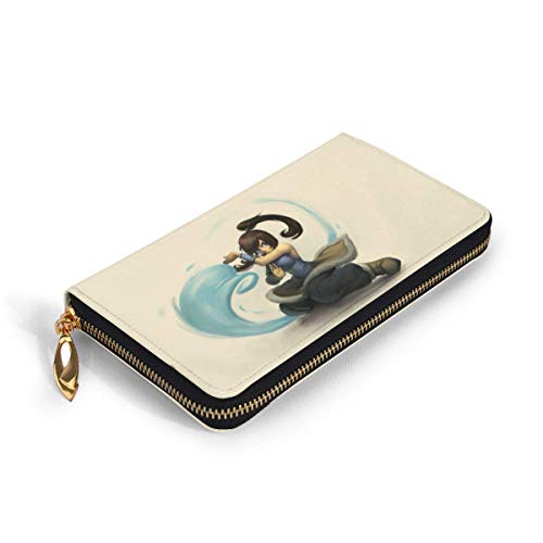 BGHYT Embrague de Cuero The Legend of Korra Drawing Anime Monedero Monedero RFID Cremallera Mujeres Wristlet Monederos Bolsa Teléfono Titular de la Tarjeta de crédito Organizador Bloqueo Carteras de