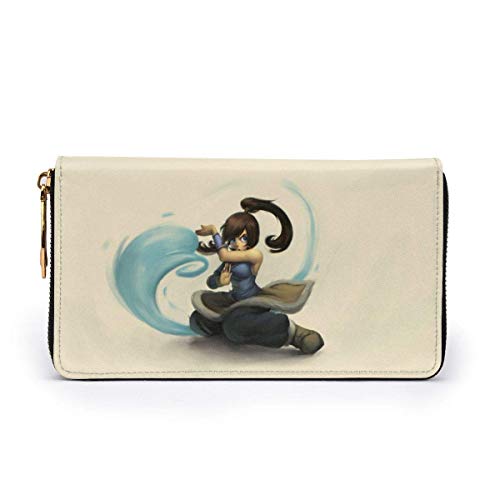 BGHYT Embrague de Cuero The Legend of Korra Drawing Anime Monedero Monedero RFID Cremallera Mujeres Wristlet Monederos Bolsa Teléfono Titular de la Tarjeta de crédito Organizador Bloqueo Carteras de