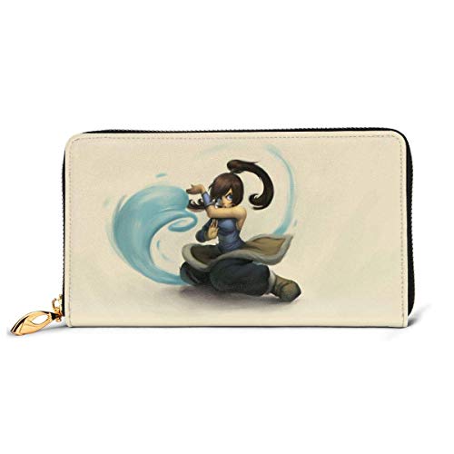 BGHYT Embrague de Cuero The Legend of Korra Drawing Anime Monedero Monedero RFID Cremallera Mujeres Wristlet Monederos Bolsa Teléfono Titular de la Tarjeta de crédito Organizador Bloqueo Carteras de