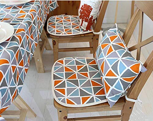 BGTRRYHY Juego de 2, Cojín de Asiento Rural mediterráneo de Herradura Espesar Cojín de Asiento Antideslizante con Corbatas Cojín de Silla de algodón y Lino - C