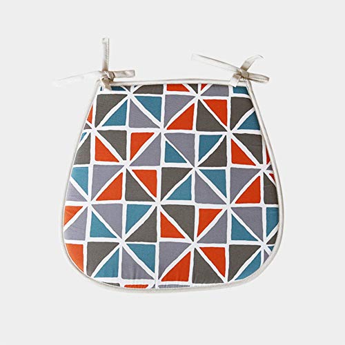 BGTRRYHY Juego de 2, Cojín de Asiento Rural mediterráneo de Herradura Espesar Cojín de Asiento Antideslizante con Corbatas Cojín de Silla de algodón y Lino - C