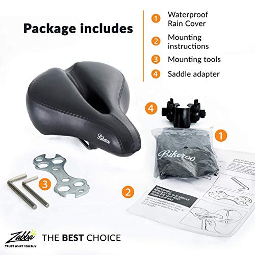Bikeroo Sillín de Bicicleta para Mujer Muy Confortable - Sillín Grande con Almohadilla Suave - Confortable para Bicicletas Crucero, de Carretera, de Paseo, montaña y estacionaria con velocidades