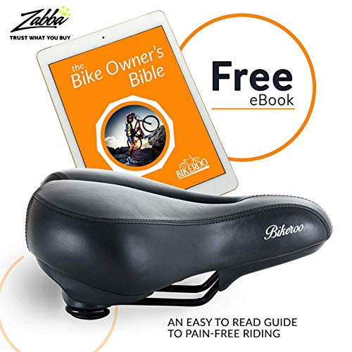 Bikeroo Sillín de Bicicleta para Mujer Muy Confortable - Sillín Grande con Almohadilla Suave - Confortable para Bicicletas Crucero, de Carretera, de Paseo, montaña y estacionaria con velocidades