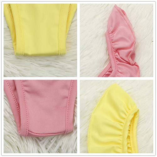 Bikini a Juego de Color sólido de una Sola Pieza Bikini Mamá Chica Ruffle Trim Monokini