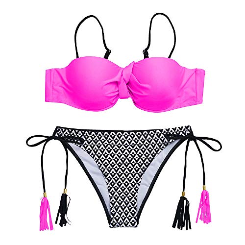 Bikini Mujer Push Up riou Bikinis Halter con Estampado de Flecos para niña Sexy Traje de baño Acolchado Bañador Dos Piezas Conjunto Push up vikinis Playa Beachwear Tops Verano