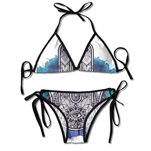 Bikini Trajes de baño Adornos étnicos Ricos en Estilo Bohemio Amuleto Sagrado marroquí Acuarelas Conjuntos de Bikini Traje de baño Traje de baño