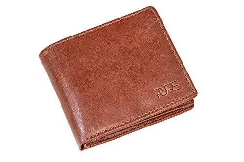 Billetera Castor - Billetero Hombres Piel con Protección RFID Certificada Billetero Hombres Formato apaisado Billetero Tríptico Hombres (Marrón)