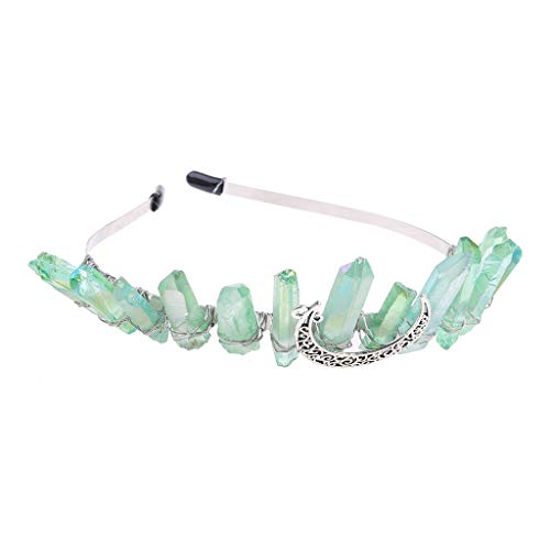 BINGBIAN Tiara Bruja Boho Vintage Faux Raw Venda cristalina de la aleación ángel de la Luna Aura Corona