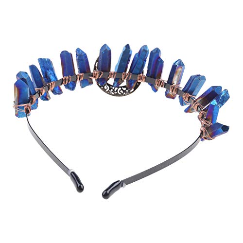 BINGBIAN Tiara Bruja Boho Vintage Faux Raw Venda cristalina de la aleación ángel de la Luna Aura Corona
