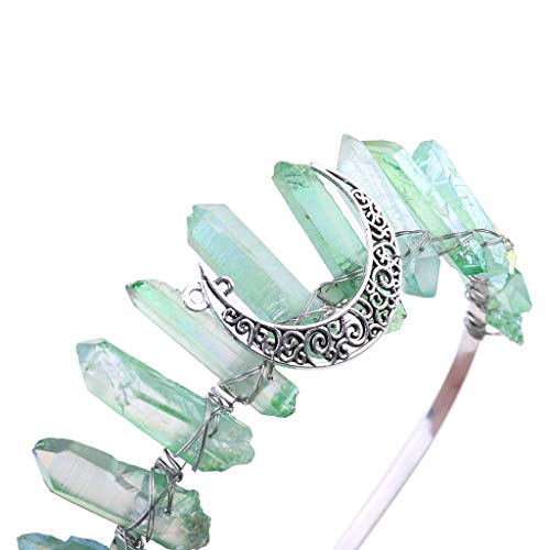 BINGBIAN Tiara Bruja Boho Vintage Faux Raw Venda cristalina de la aleación ángel de la Luna Aura Corona