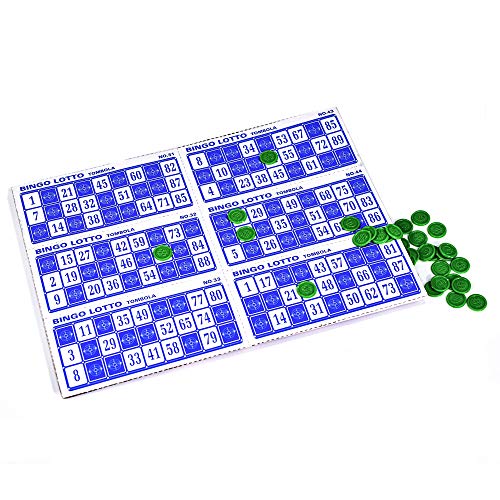 BINGO LOTTO GAME 48 CARDS 100 COVERING CHIPS 90 BINGO BALLS AND THE BINGO BALL DISPENSER