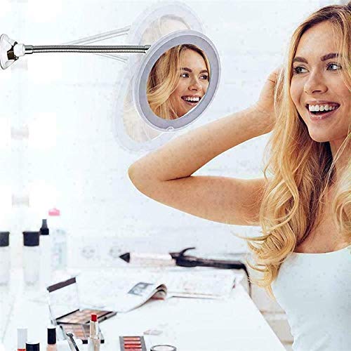 BJYX Maquillaje cosmético del Espejo de Aumento 10X LED Espejo de Maquillaje de succión Espejo del baño montado en la Pared de Espejo
