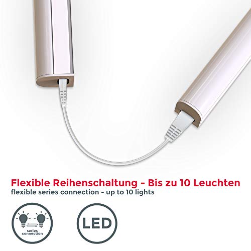 B.K.Licht - Regleta LED bajo armarios y cabinetes, de luz blanca neutra, iluminación bajo mueble con interruptor de luz, 15 W, 4000 K, 1200 lm, color blanco
