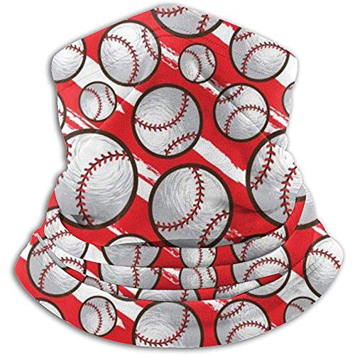 Bklzzjc Calentador de Cuello de vellón Rojo con diseño de béisbol - Tubo de Polaina Reversible para Cuello, Versatilidad Calentador de oídos Diadema y máscara