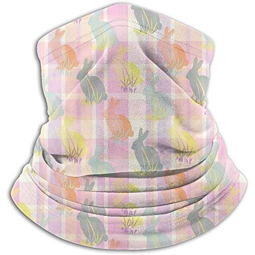 Bklzzjc Conejito de Pascua Plaid Pastel Rabbit Fleece Neck Warmer - Tubo de Polaina Reversible para Cuello, Versatilidad Ear Warmer Diadema y máscara