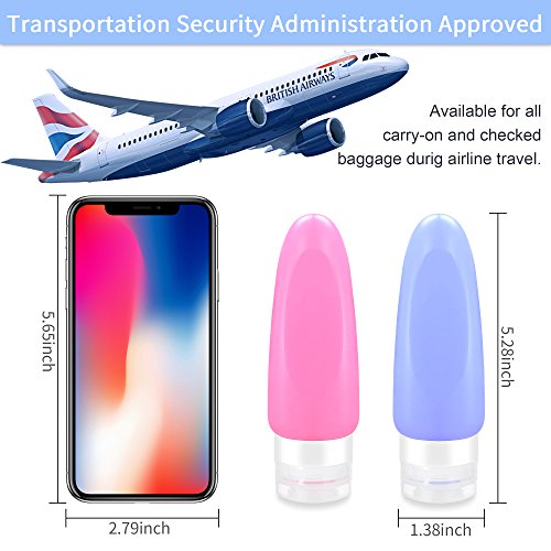 Blackace Botellas de Viaje de Silicona, Botes Viaje Contenedor de Viaje a Prueba de Fugas BPA-Free TSA Approved, Kit de Viaje Portátiles para Champú y Artículos de Tocador