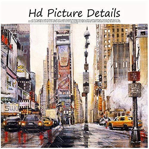 Blanriguelo Abstracto Ciudad Calle Edificios Paisaje Mural Imagen Pinturas en Lienzo Arte de la Pared Impresión del Cartel Sala de Estar Oficina Decoración del hogar 23.6"x47.2 (60x120cm) Sin Marco