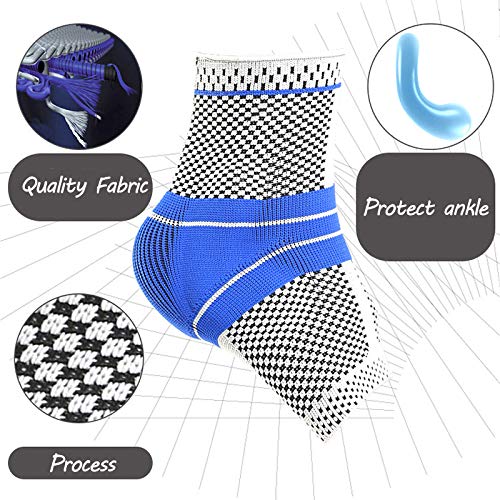 BLHQ Funda para El Tobillo, Silicona Elástica Soporte para El Tobillo Compresión De Fitness Protector del Tobillo Baloncesto Fútbol Tenis Gel Estabilizador De Tobillo, 1 Par,L