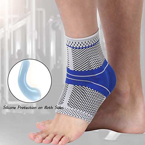 BLHQ Funda para El Tobillo, Silicona Elástica Soporte para El Tobillo Compresión De Fitness Protector del Tobillo Baloncesto Fútbol Tenis Gel Estabilizador De Tobillo, 1 Par,L
