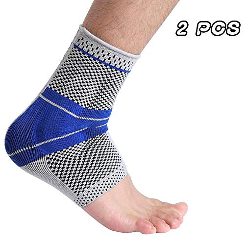 BLHQ Funda para El Tobillo, Silicona Elástica Soporte para El Tobillo Compresión De Fitness Protector del Tobillo Baloncesto Fútbol Tenis Gel Estabilizador De Tobillo, 1 Par,L