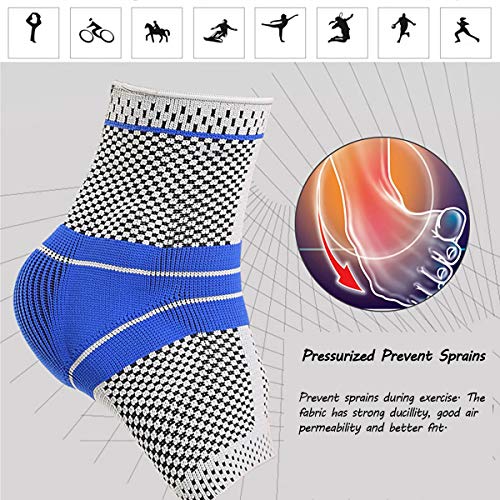 BLHQ Funda para El Tobillo, Silicona Elástica Soporte para El Tobillo Compresión De Fitness Protector del Tobillo Baloncesto Fútbol Tenis Gel Estabilizador De Tobillo, 1 Par,L
