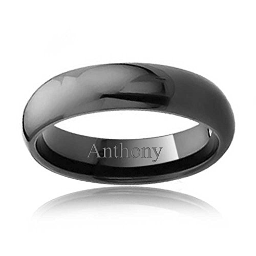 Bling Jewelry Simple Simple cúpula Negro Parejas Titanium Anillo de Boda para Hombres para Las Mujeres Comodidad Ajuste 6MM
