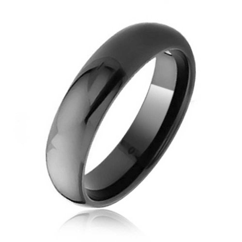 Bling Jewelry Simple Simple cúpula Negro Parejas Titanium Anillo de Boda para Hombres para Las Mujeres Comodidad Ajuste 6MM