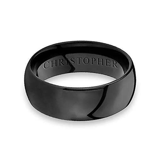 Bling Jewelry Simple Simple cúpula Negro Parejas Titanium Anillo de Boda para Hombres para Las Mujeres Comodidad Ajuste 8MM