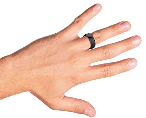 Bling Jewelry Simple Simple cúpula Negro Parejas Titanium Anillo de Boda para Hombres para Las Mujeres Comodidad Ajuste 8MM