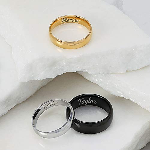 Bling Jewelry Simple Simple cúpula Negro Parejas Titanium Anillo de Boda para Hombres para Las Mujeres Comodidad Ajuste 8MM