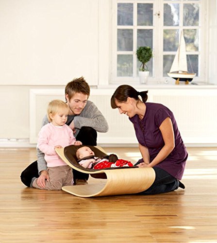 bloom coco hamaca/mecedora de madera color cappuchino con tapizado blanco de algodón orgánico