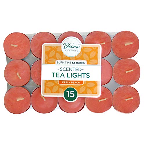 bloome Velas candelitas perfumadas de Lavanda con aceites de Fragancia Importados no tóxicos Premium (Tiempo de combustión de 3,5 Horas) Pack de 15 melocotón