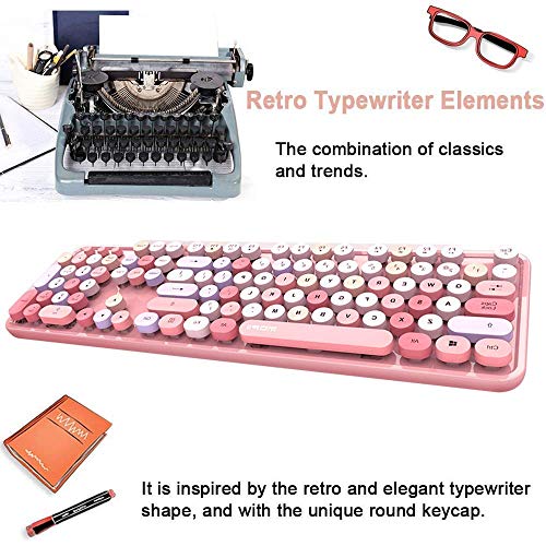 Bluetooth inalámbrico de teclado de máquina de escribir teclado compatible con Android, PC, Perfer for el hogar y la oficina Teclados lápiz labial color mezclado xuwuhz ( Color : Pink mixed color )