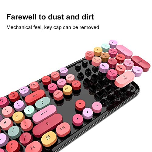 Bluetooth inalámbrico de teclado de máquina de escribir teclado compatible con Android, PC, Perfer for el hogar y la oficina Teclados lápiz labial color mezclado xuwuhz ( Color : Pink mixed color )